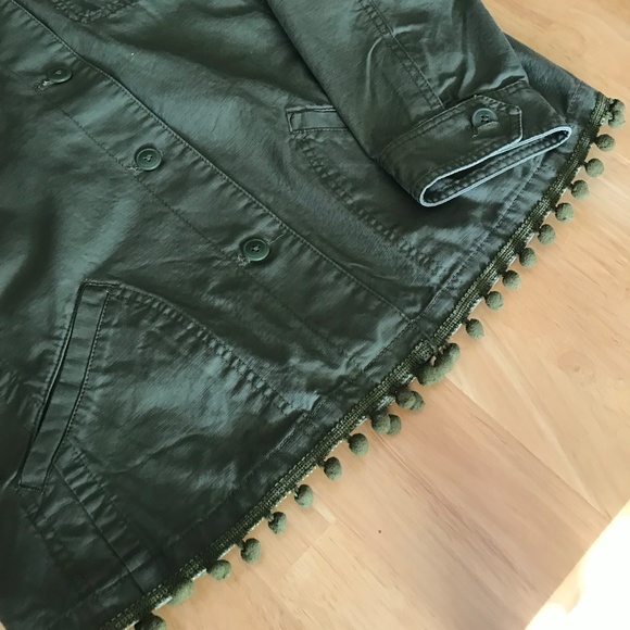 NWT Talbots Green Button Down Jacket With Pom Pom Detail LP - Picture 4 of 9